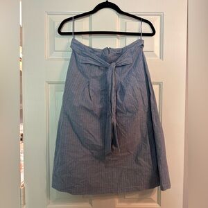 Blue stripped skirt with bow in front